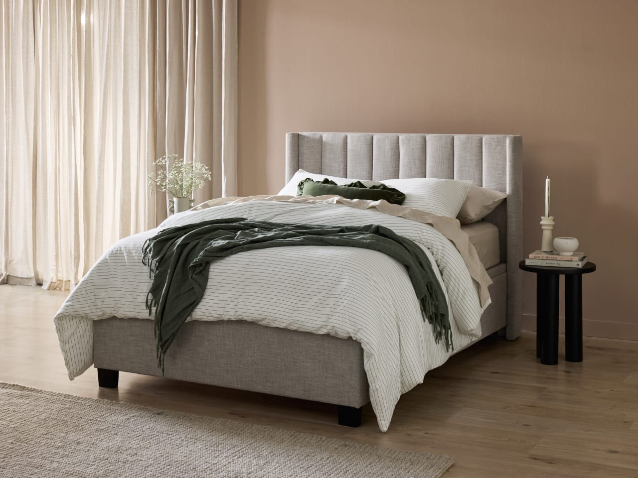 Webster Gas Lift Storage King Bed | Light Grey Fabric