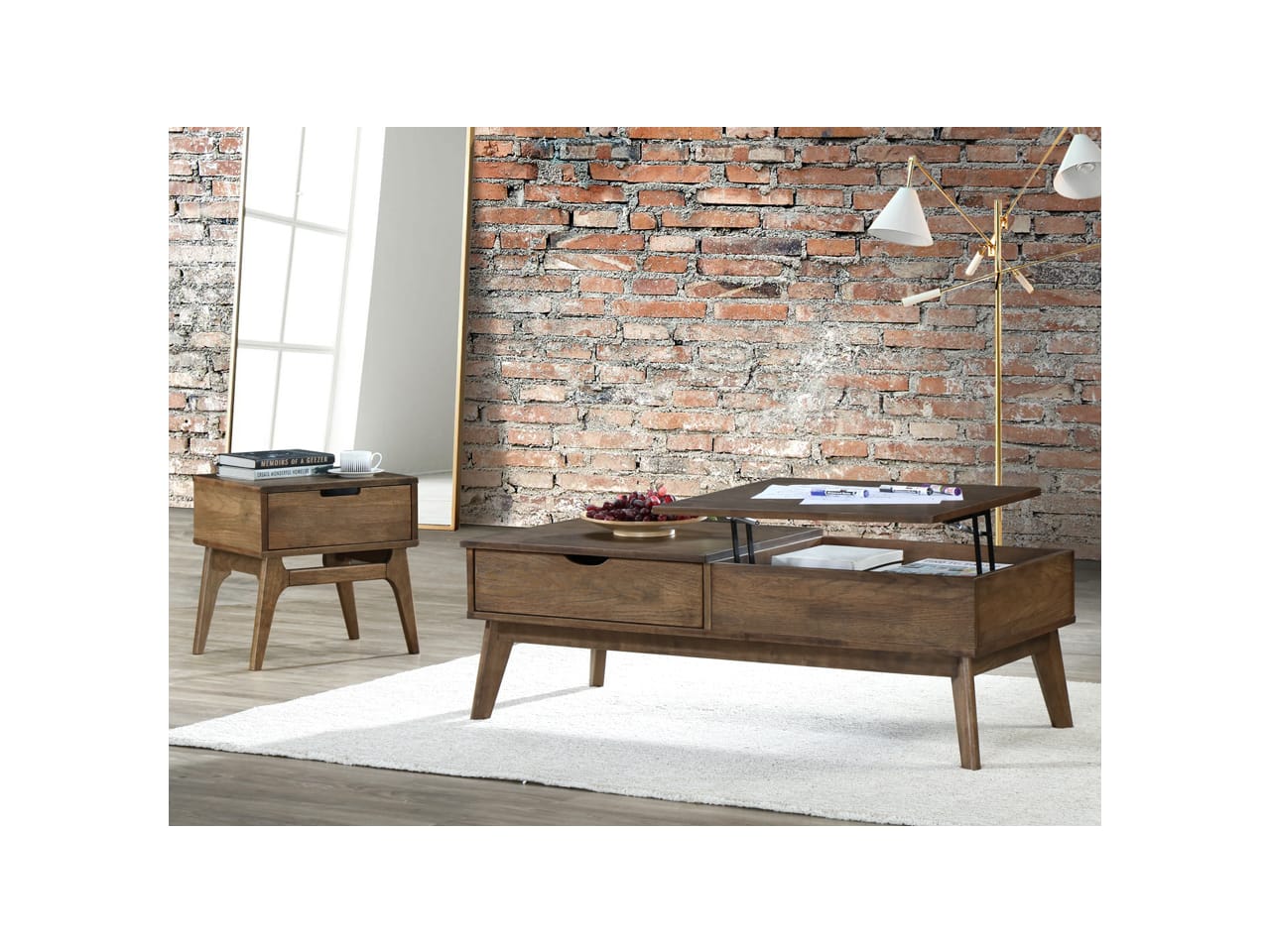 Paris 2PCE Hardwood Coffee & Side Table Set | Rustic Walnut