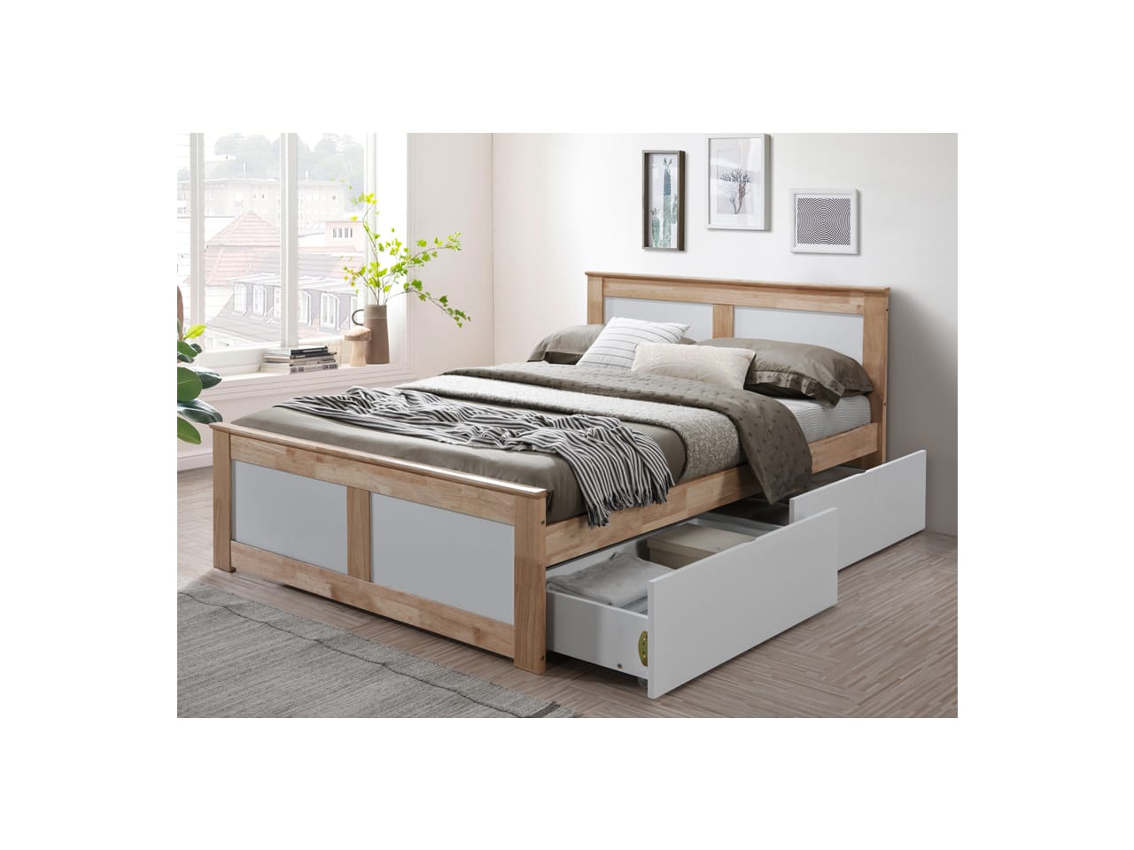 Coco 5PCE Double Bedroom Suite in Natural | Storage