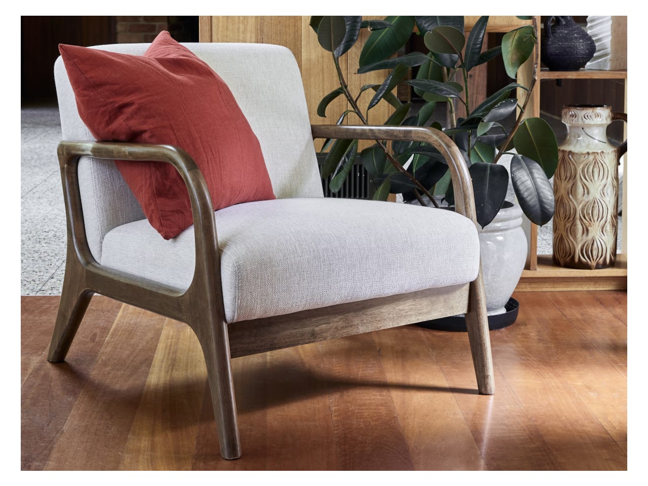 Paris Beige Occasional Chair | Rustic Walnut | Hardwood Frame