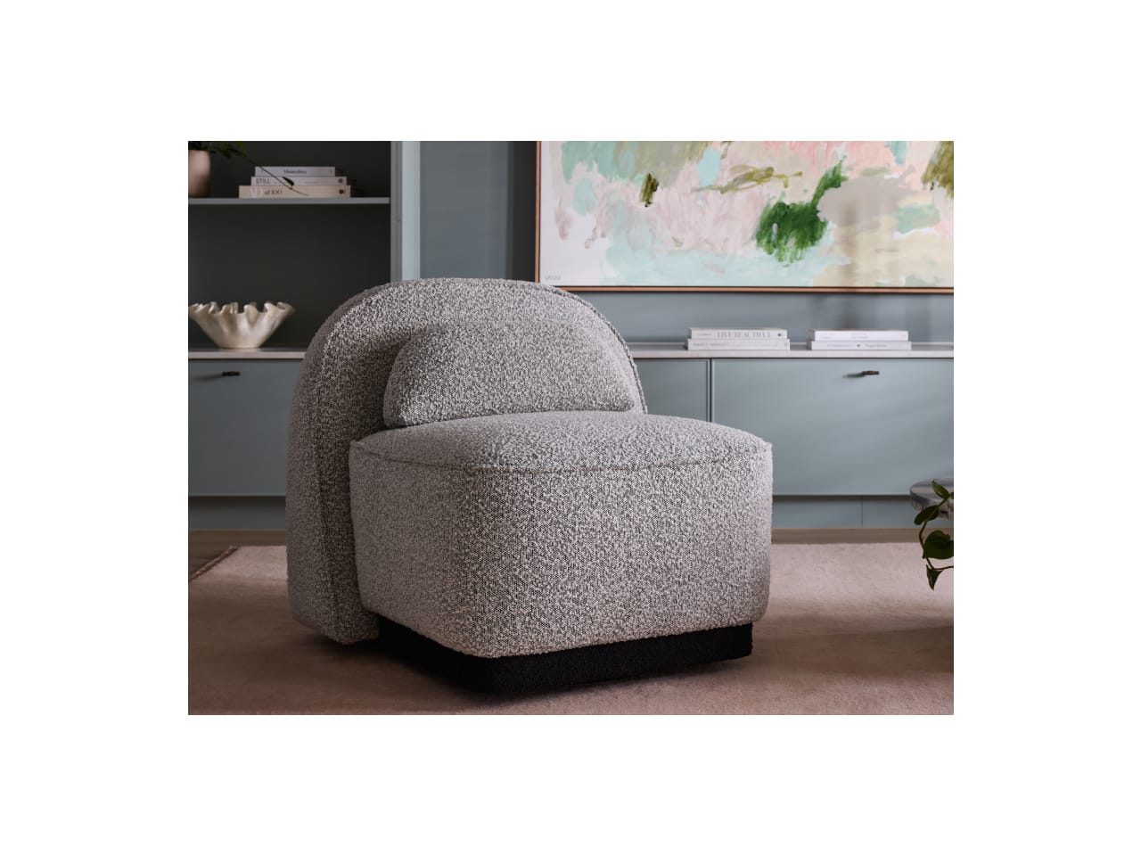 Lunar Swivel Boucle Occasional Chair | Black & White Fabric