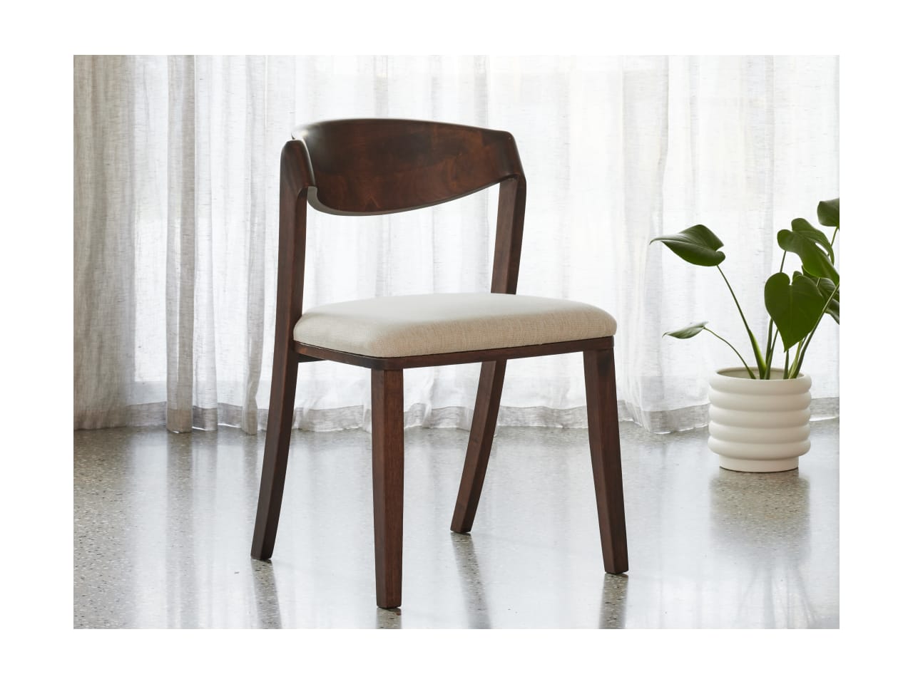 Villa Hardwood Dining Chair | Arabica Walnut | Beige Fabric