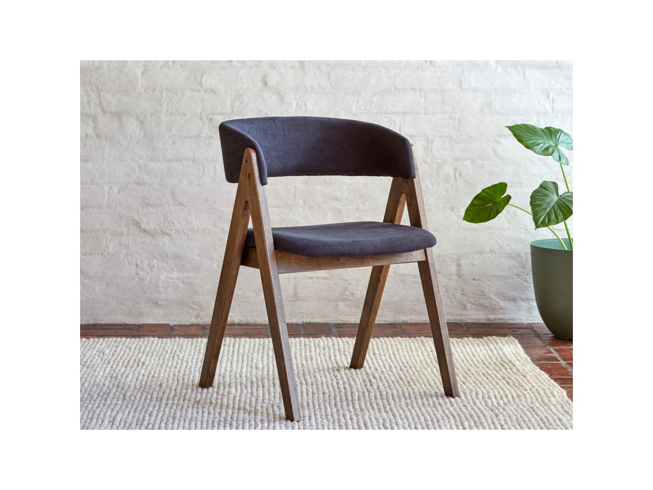 Gaudi Hardwood Dining Chair | Rustic Walnut | Black Fabric