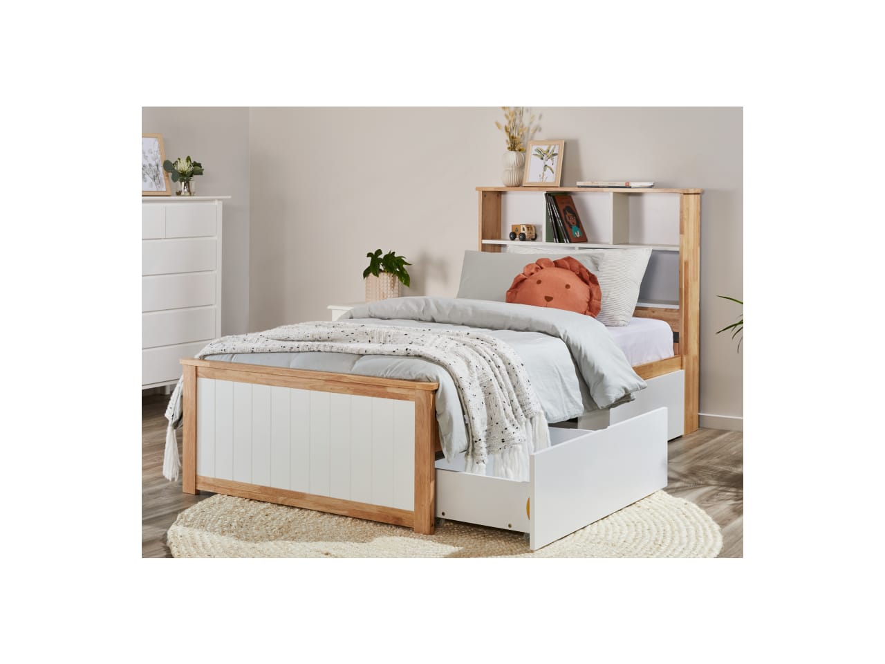 Myer 4PCE Single Bedroom Suite in Natural | Storage