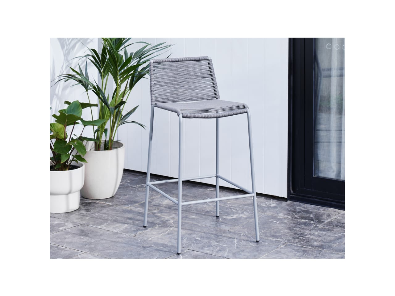 Novara Steel Outdoor Bar Stool | Grey