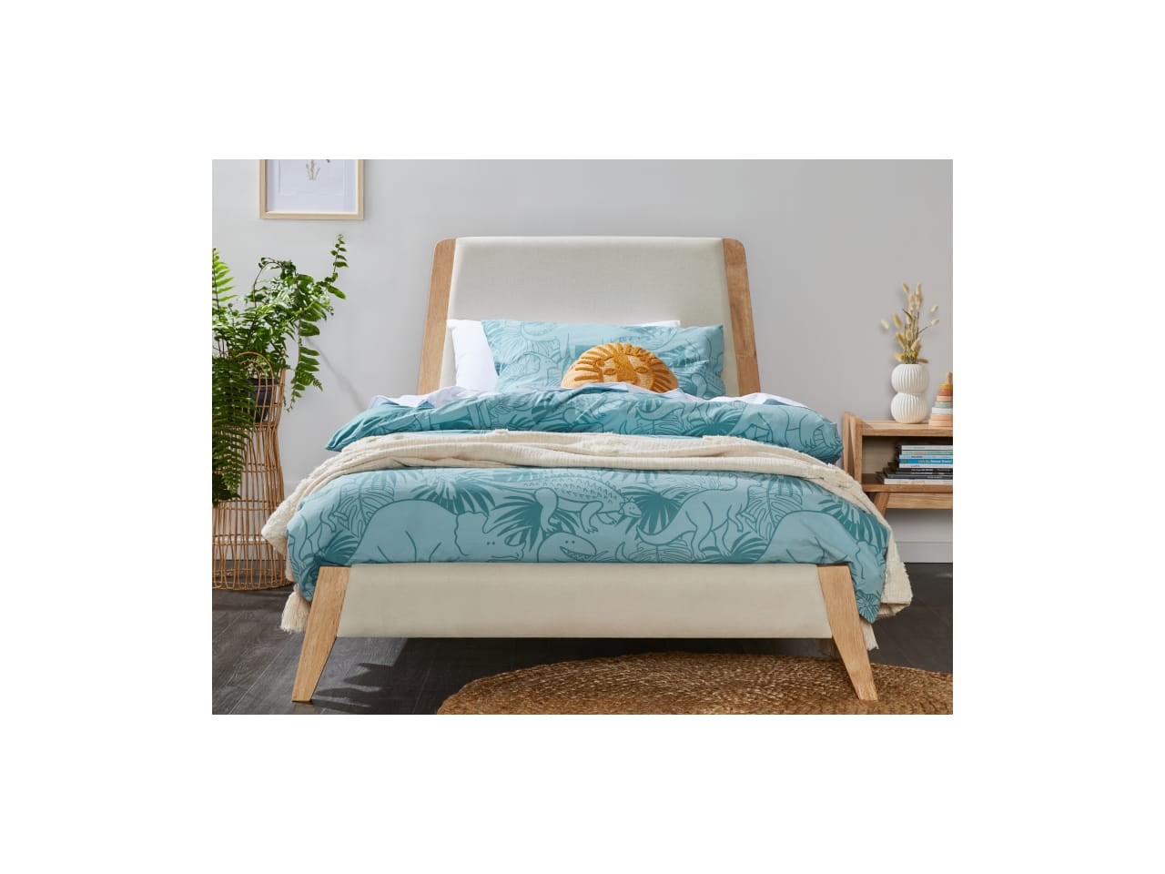 Finn King Single Bed Frame | Natural Hardwood 