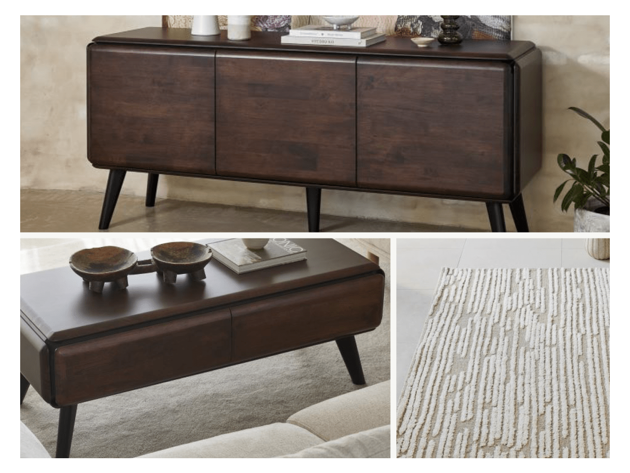 Casa 3PCE Living Room Package | Arabica Walnut