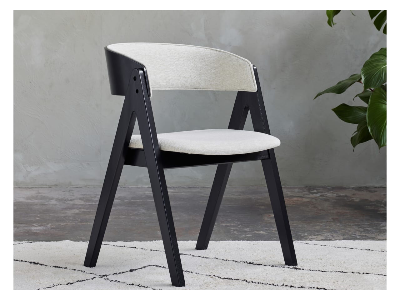 Gaudo Hardwood Dining Chair | Black | Beige Fabric