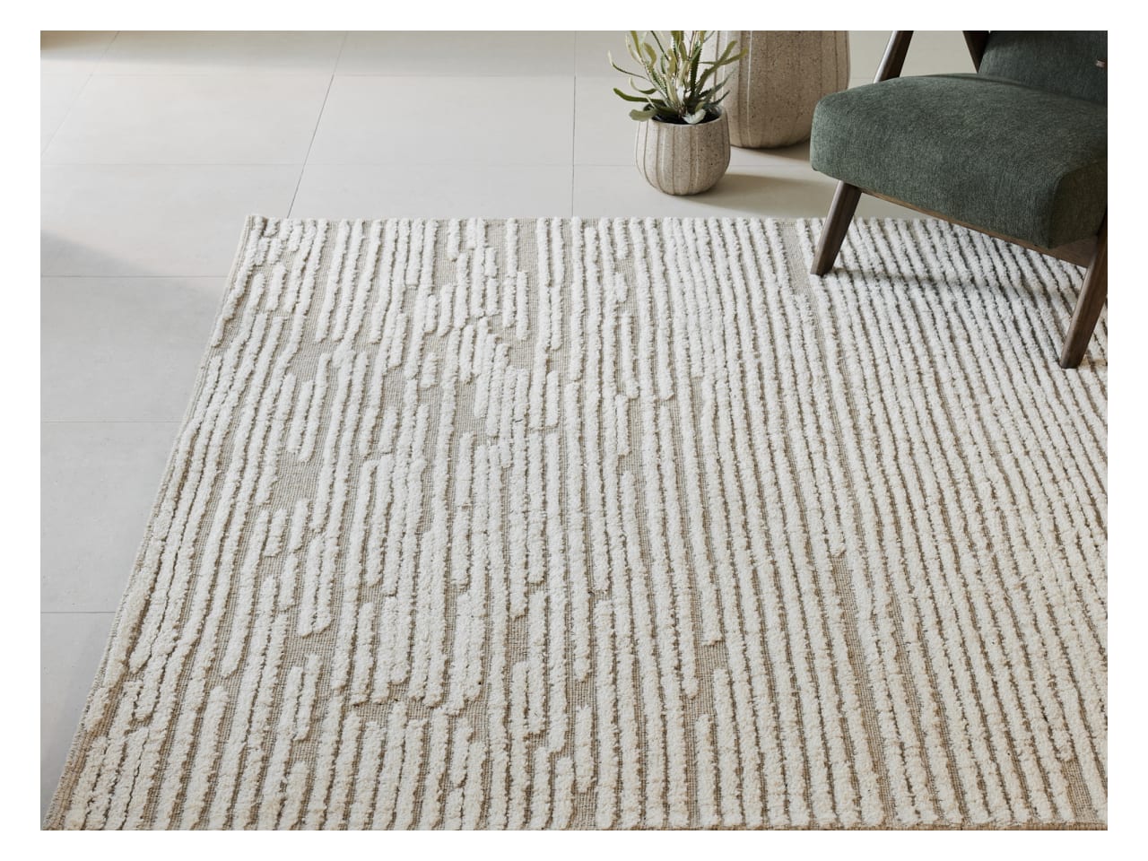 Jax Wool Pattern Rug | Beige | 1.6m x 2.3m
