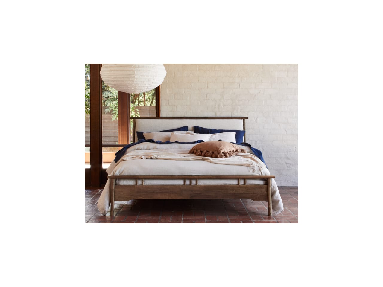 Oslo Hardwood Queen Size Bed Frame | Rustic Walnut 