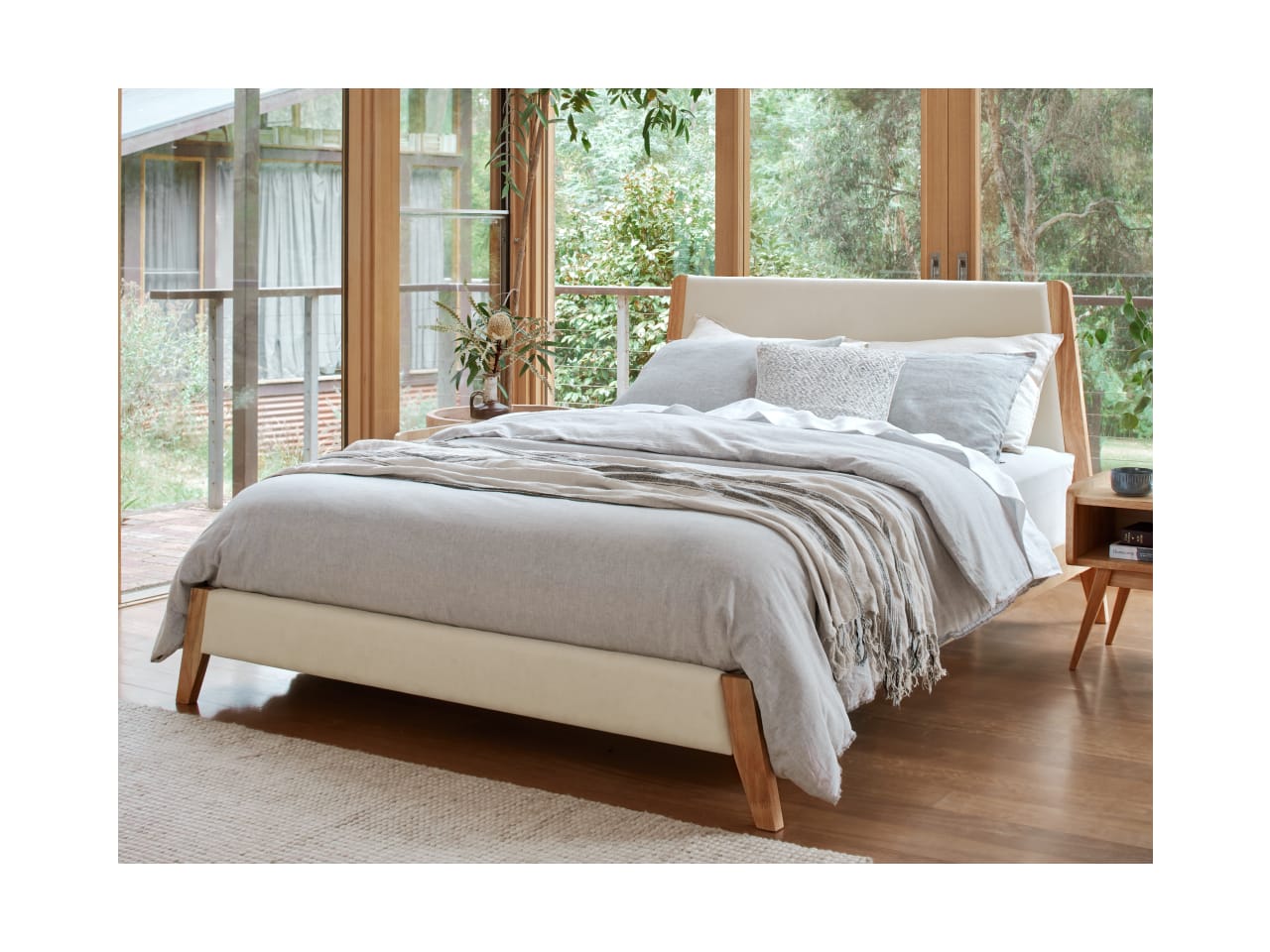 Finn Double Size Bed Frame | Natural Hardwood 