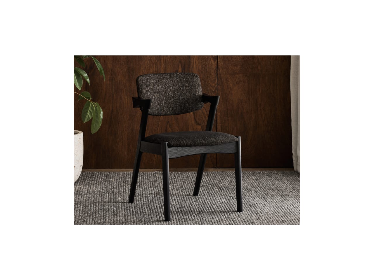 Bella Hardwood Dining Chair | Black | Black Fabric