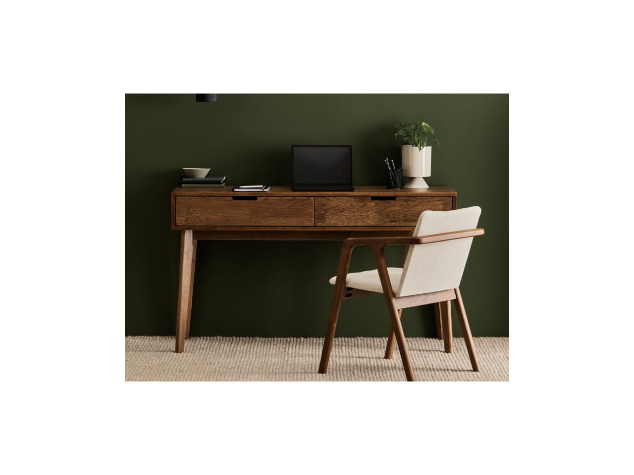 Paris Hardwood Office Desk | 2 Drawer | Rustic Walnut