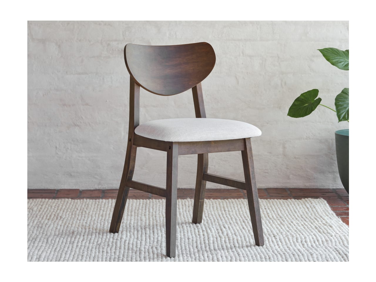 Soho Hardwood Dining Chair | Rustic Walnut | Beige Fabric