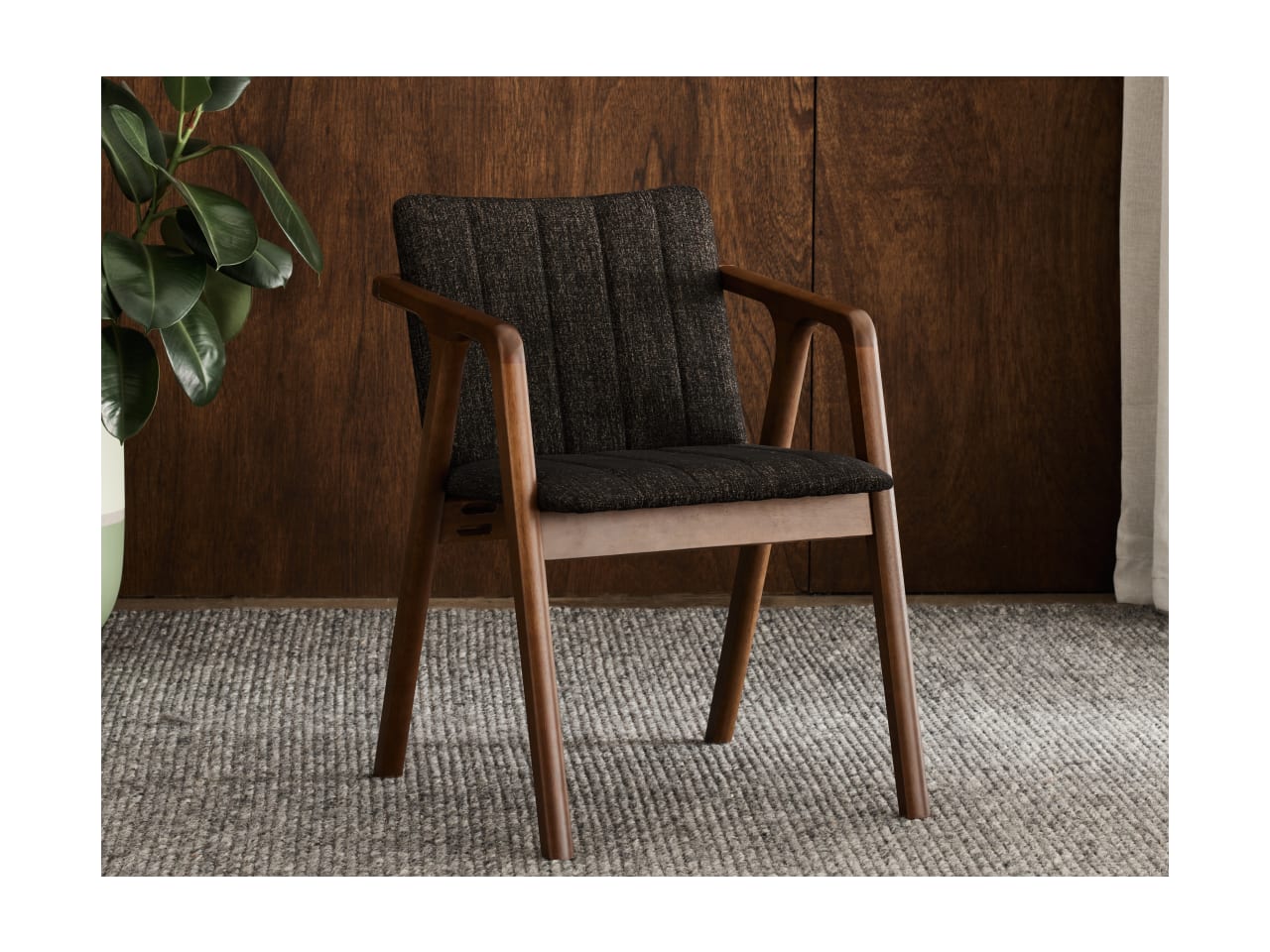 Elm Hardwood Dining Chair | Rustic Walnut | Black