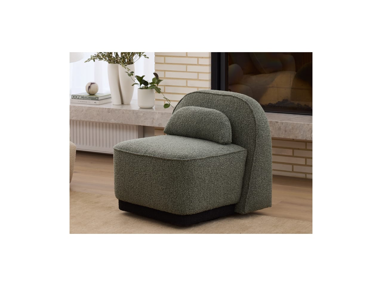 Lunar Swivel Boucle Occasional Chair | Sage Green Fabric