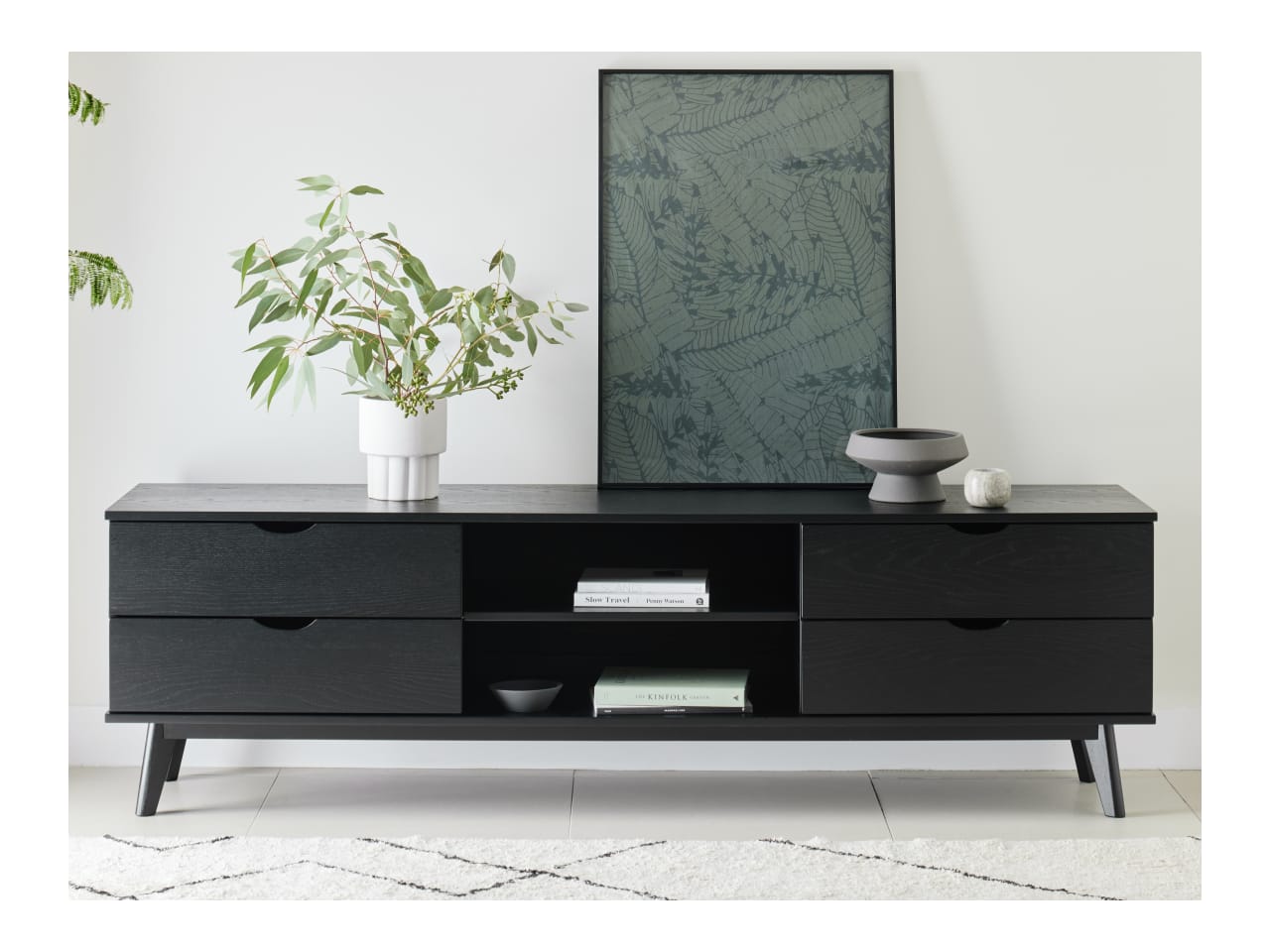 Cannes Hardwood TV Unit | Entertainment Unit | Black