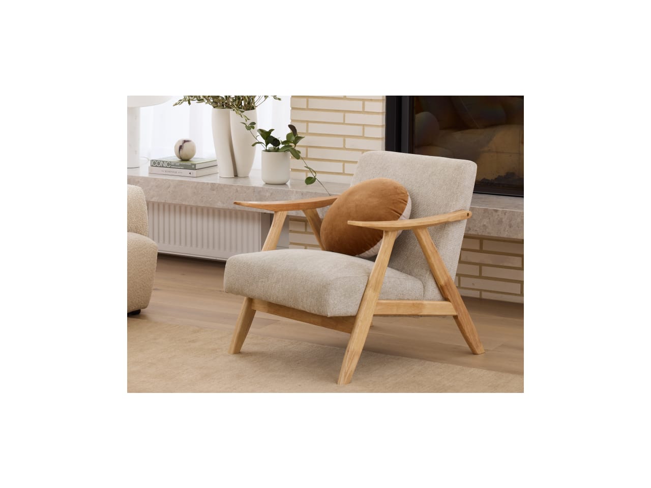 Webster Beige Occasional Chair | Natural | Hardwood Frame