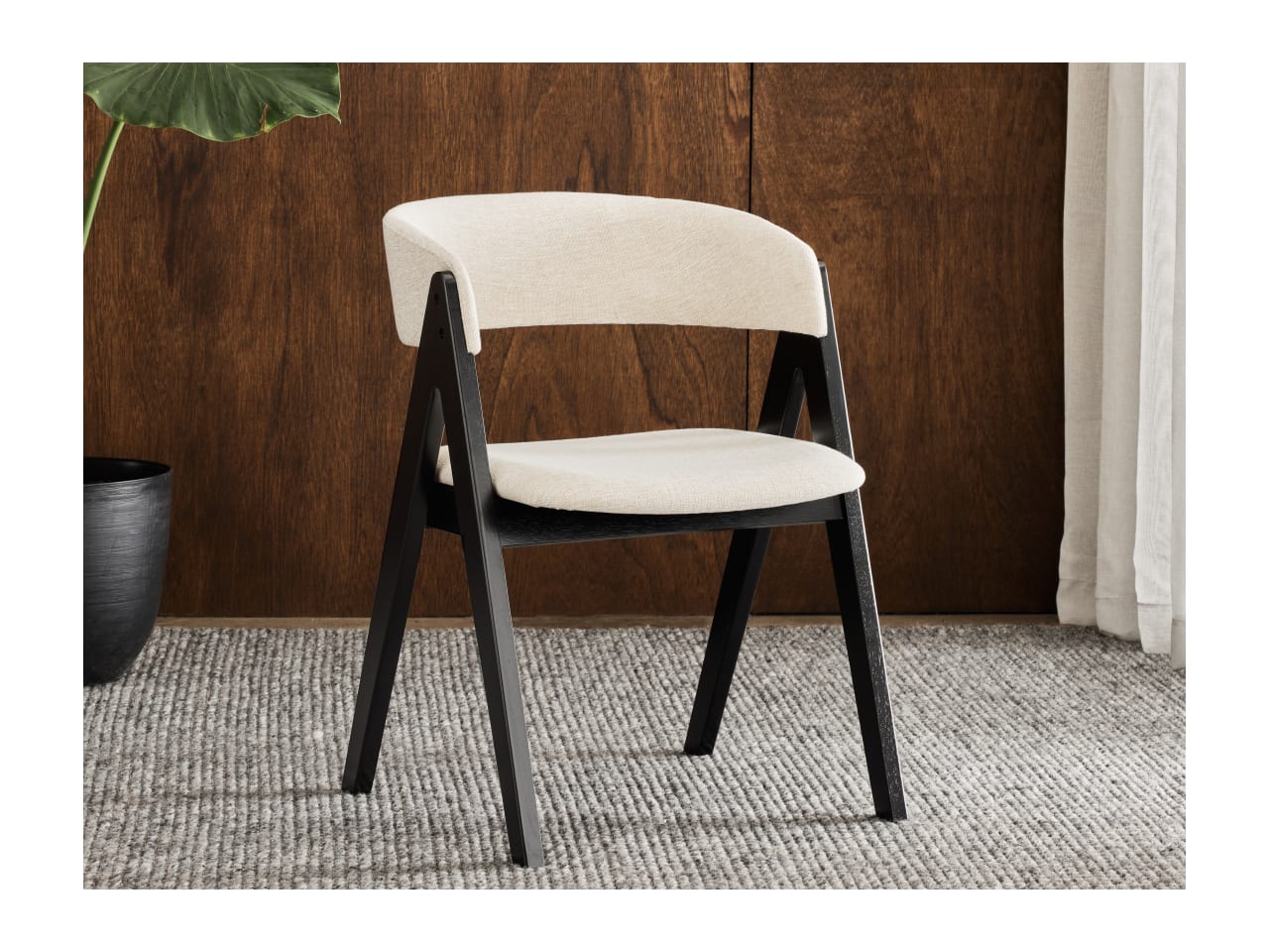 Gaudi Hardwood Dining Chair | Black | Beige Fabric