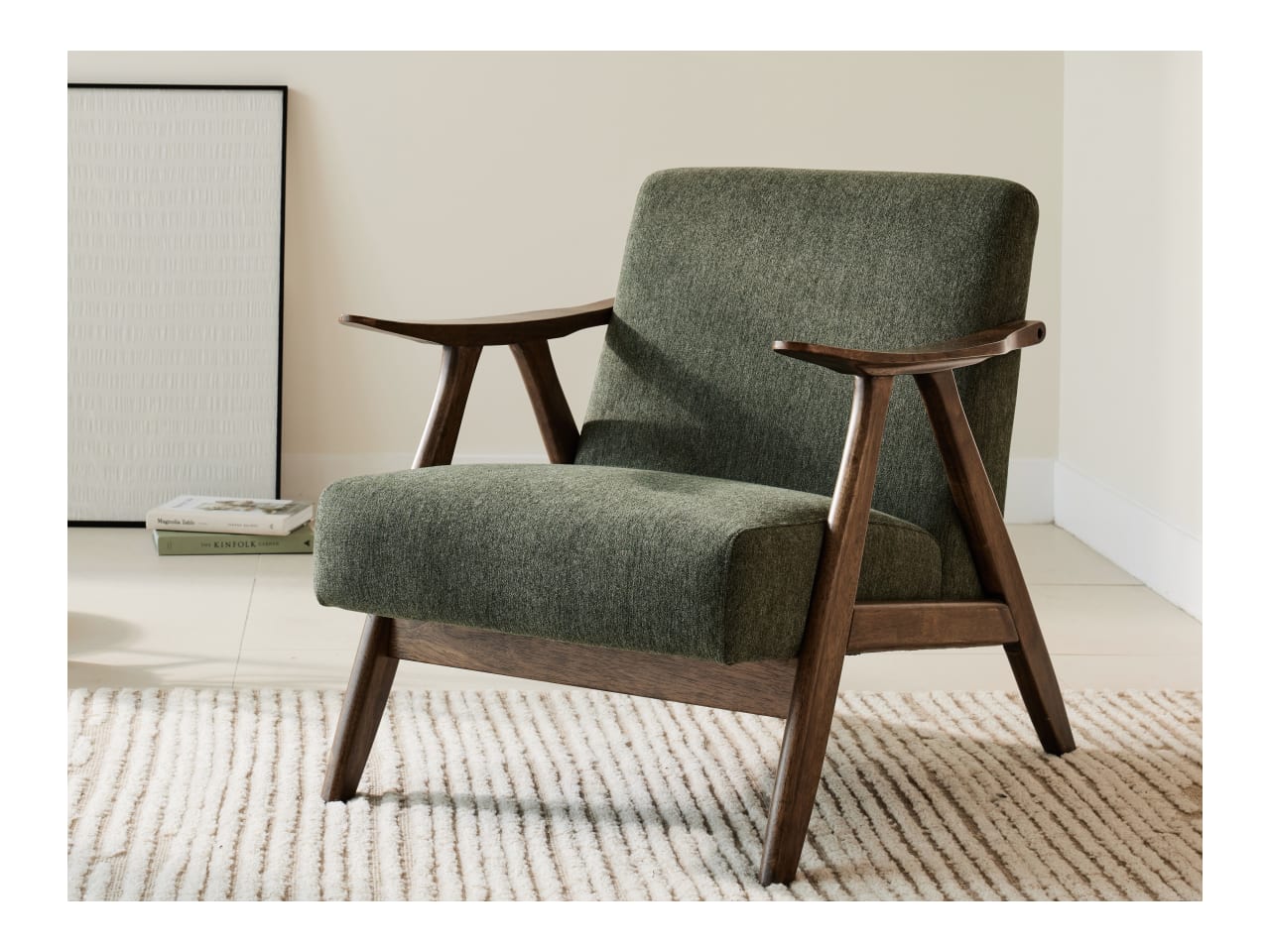 Webster Green Occasional Chair | Rustic Walnut | Hardwood Frame