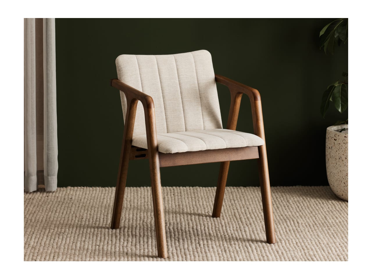 Elm Hardwood Dining Chair | Rustic Walnut | Beige