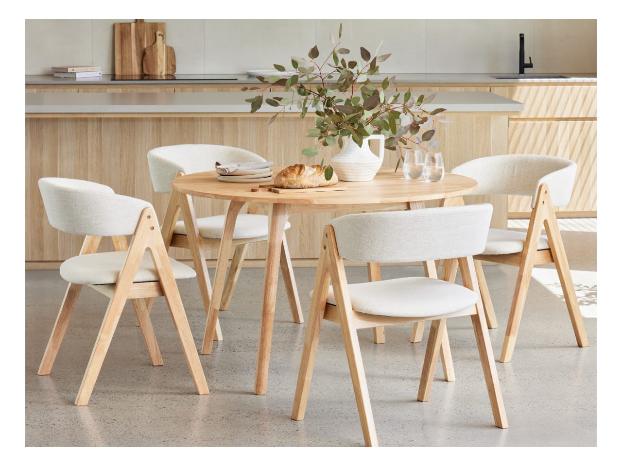 Oslo 5PCE Hardwood Dining Set | Natural | Beige