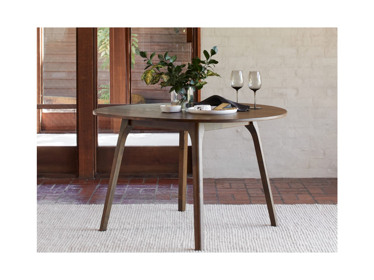 Franki Hardwood Round Dining Table | Rustic Walnut