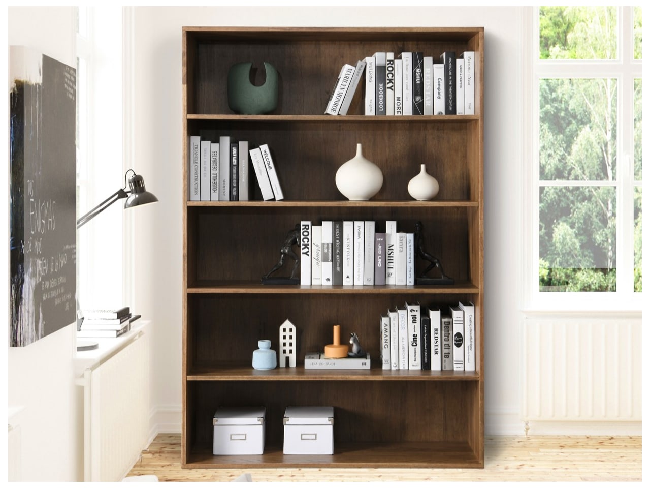 Stax Hardwood Bookcase | Rustic Walnut | Wide (1200mm)