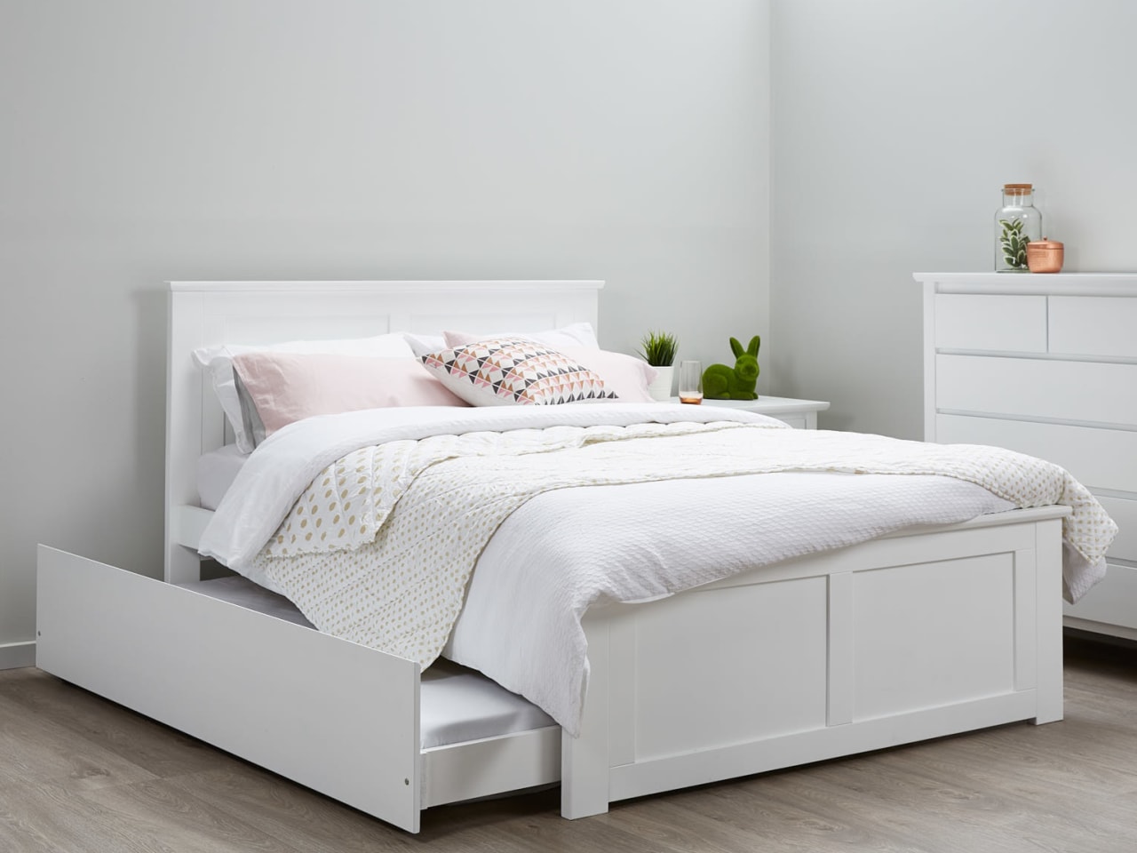 Coco 4PCE White Double Bedroom Suite | Trundle 