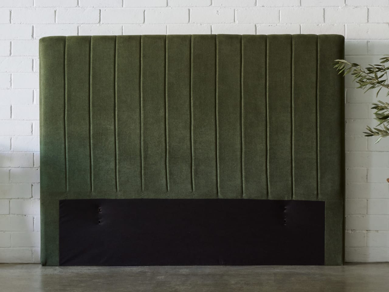 Cannes Double Upholstered Headboard | Green Fabric