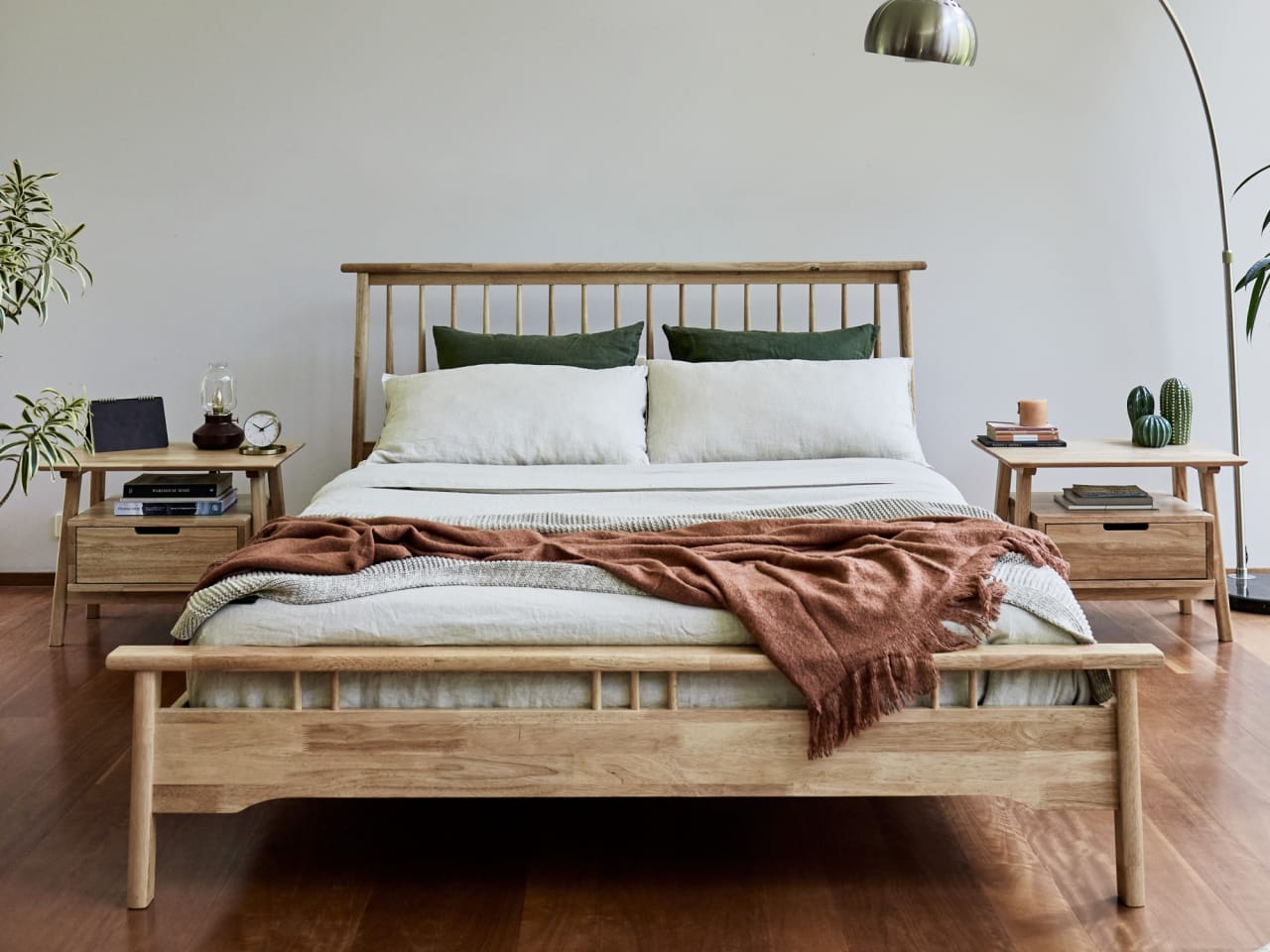 Rome 3PCE Double Bedroom Suite | Natural Hardwood Frame