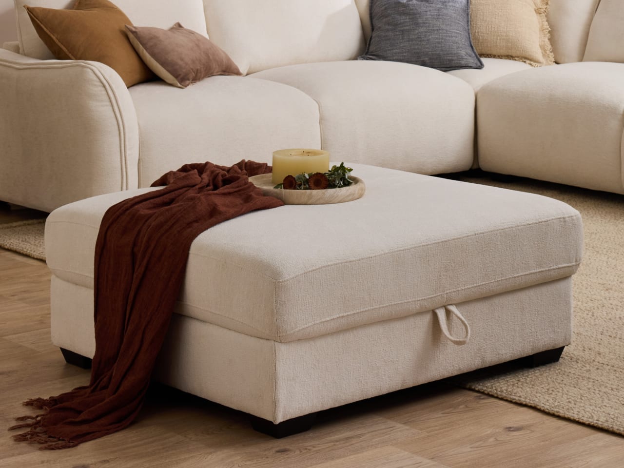 Cosy White Storage Ottoman