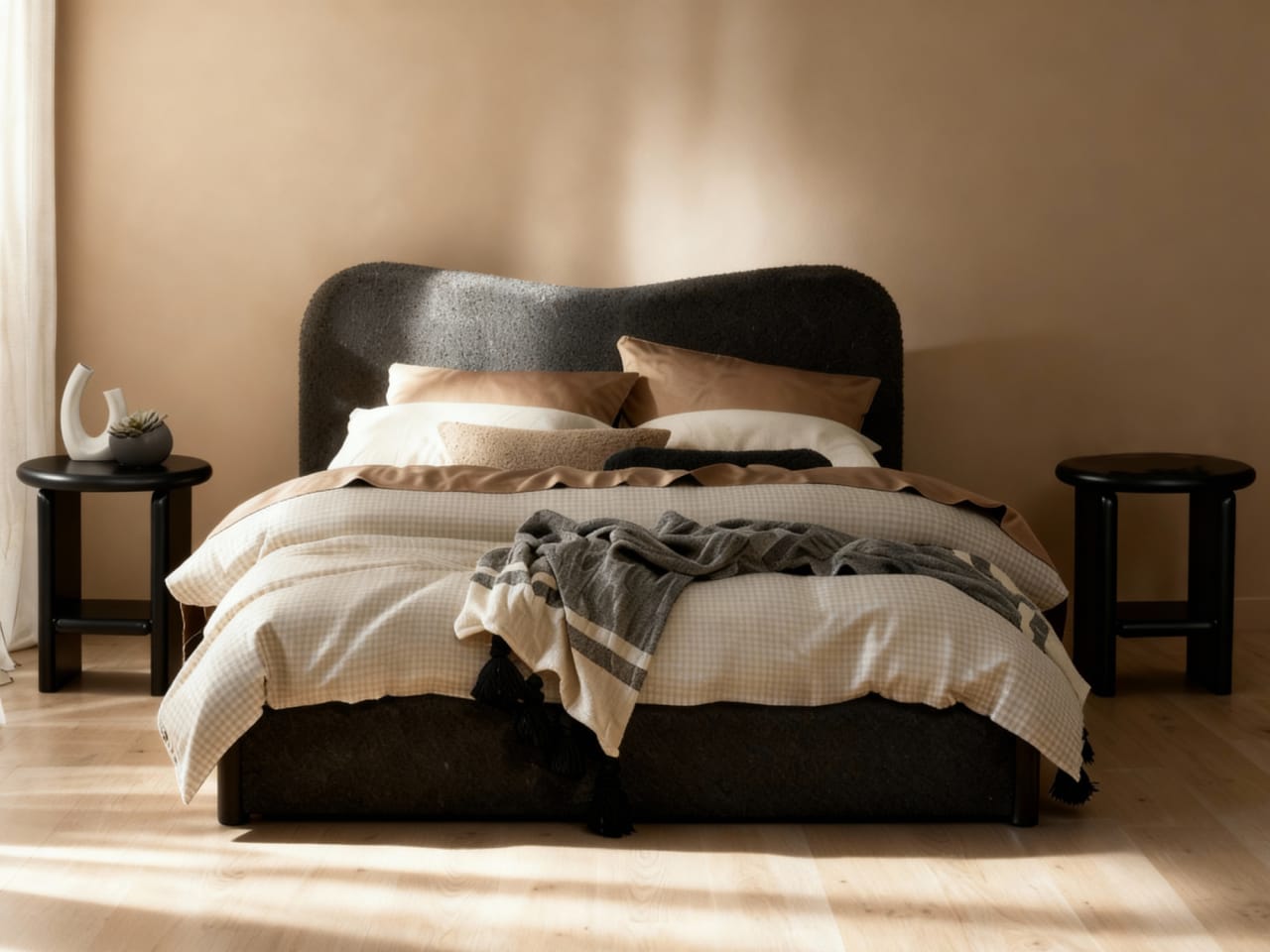 Cove Tokyo 3PCE Queen Bedroom Suite | Black Boucle Fabric