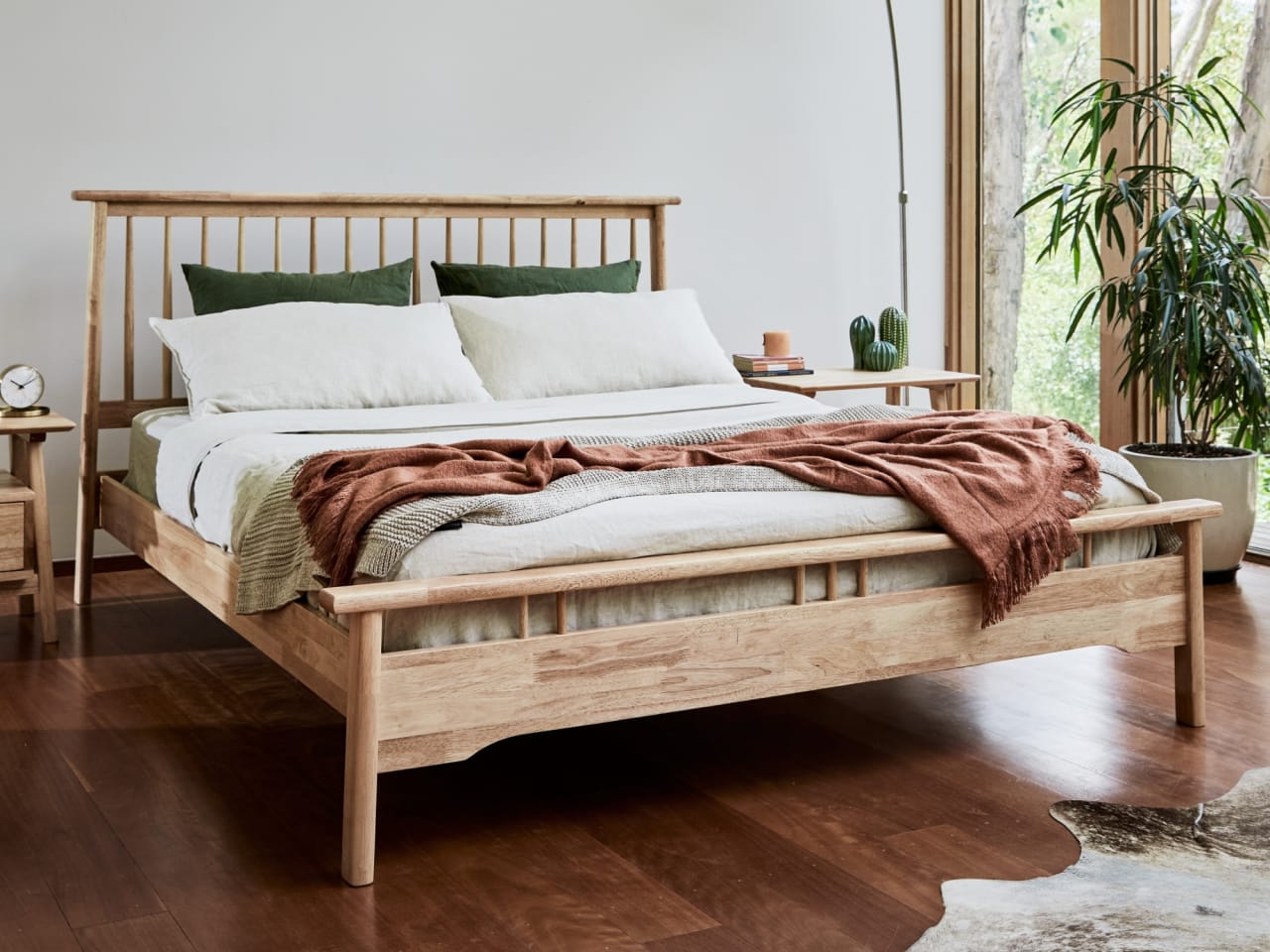 Rome Hardwood Queen Size Bed Frame | Natural  