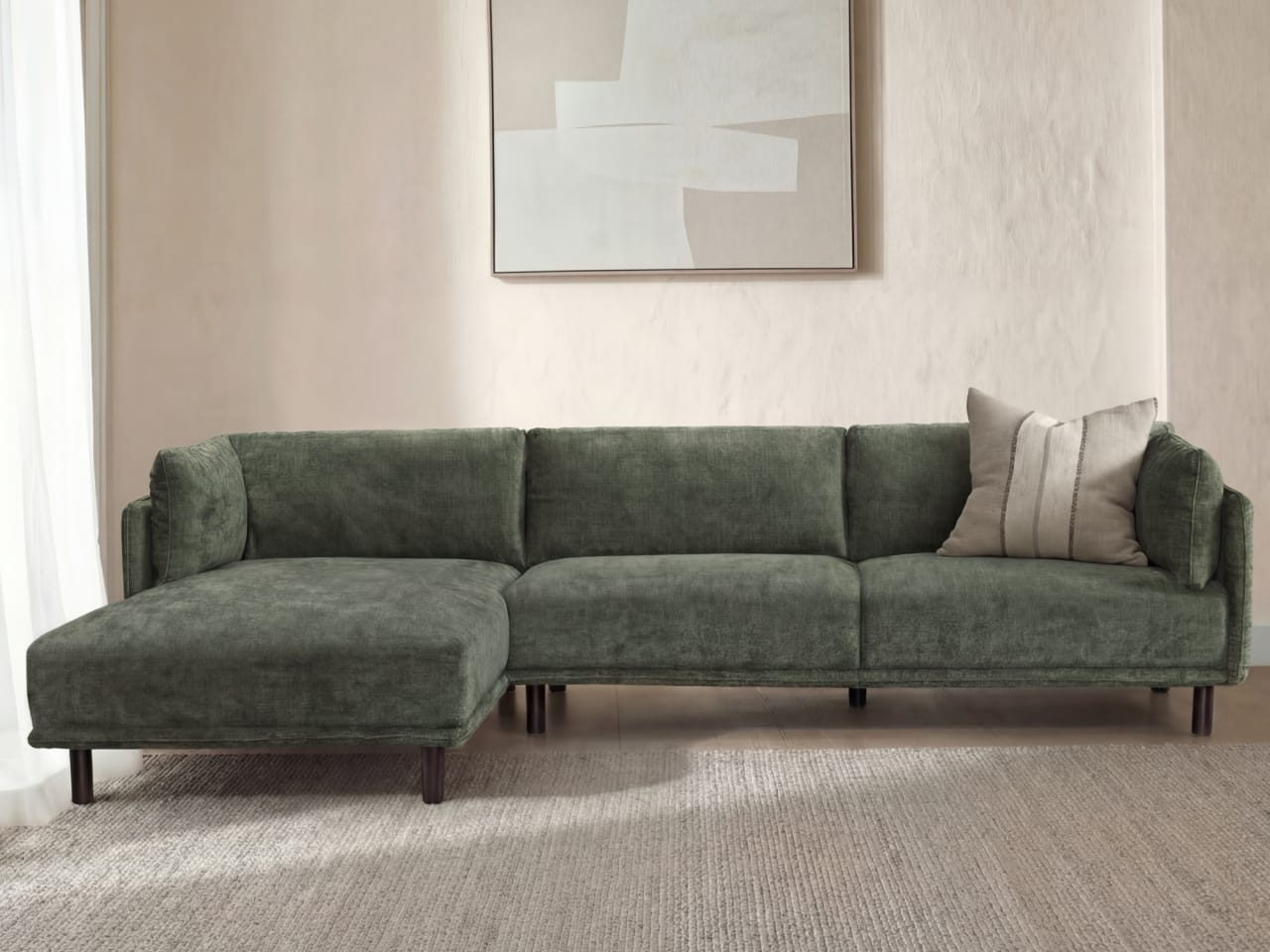 Coco Green Chaise Sofa | Left Chaise