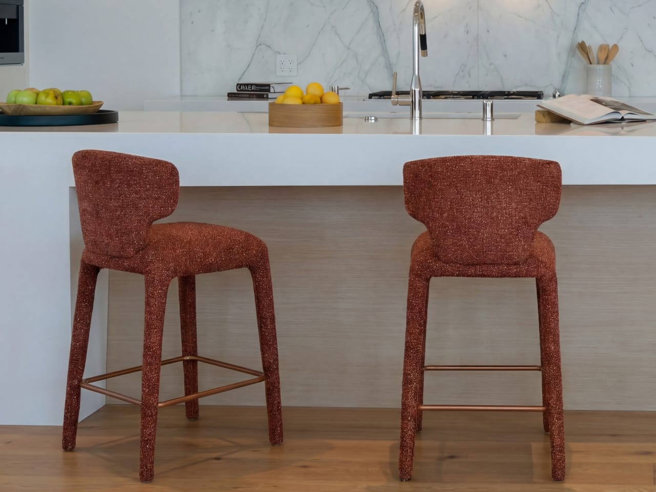 Paris Counter Stool | Rust Orange Fabric