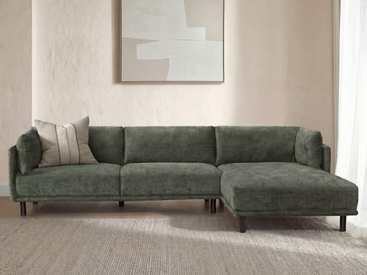 Coco Green Chaise Sofa | Right Chaise