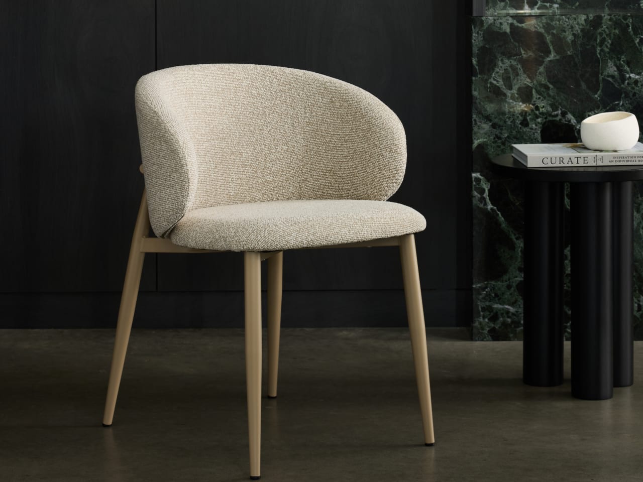Vogue Dining Chair | Taupe Frame | Latte Beige Fabric