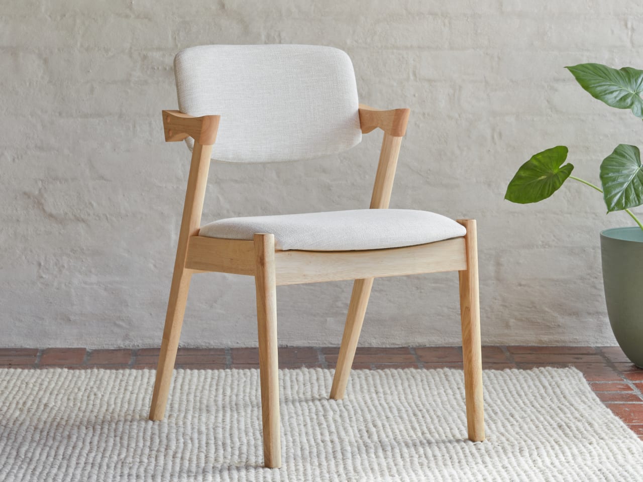 Bella Hardwood Dining Chair | Natural | Beige Fabric