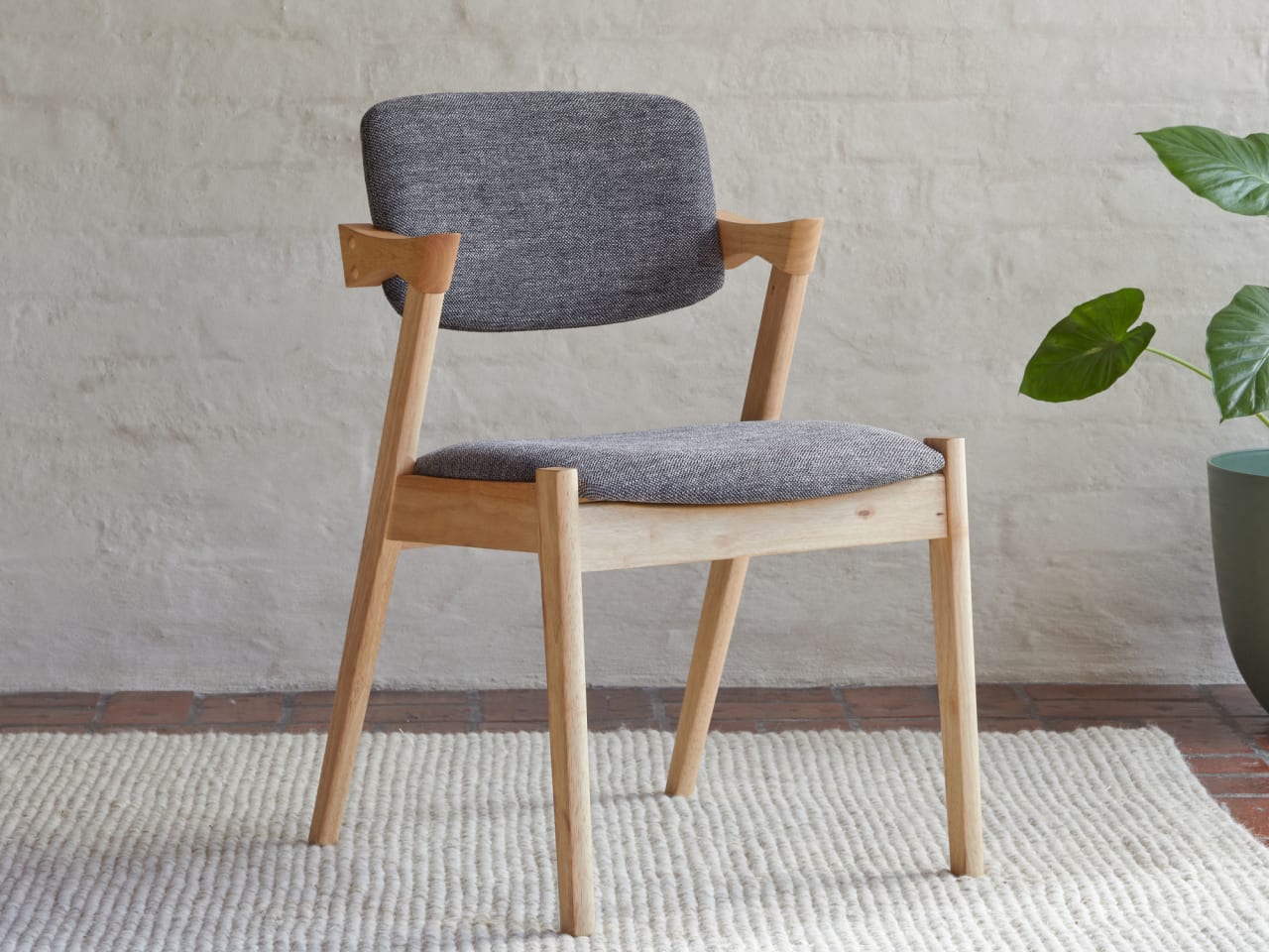 Bella Hardwood Dining Chair | Natural | Charcoal Fabric