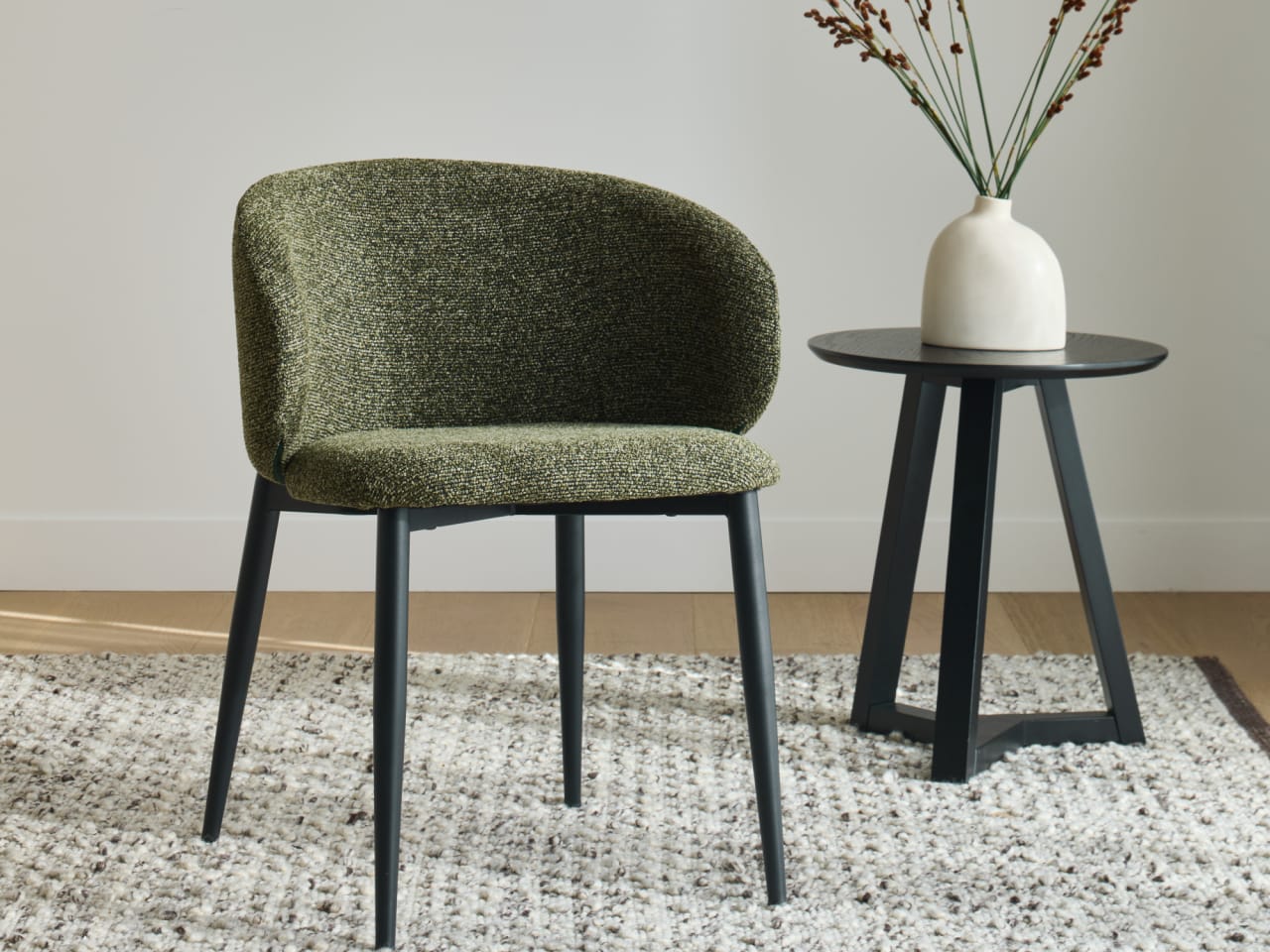 Vogue Dining Chair | Black Frame | Olive Green Fabric