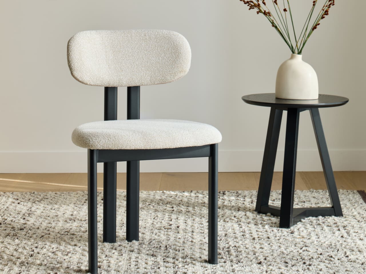 Florida Dining Chair | Black Frame | Beige Fabric