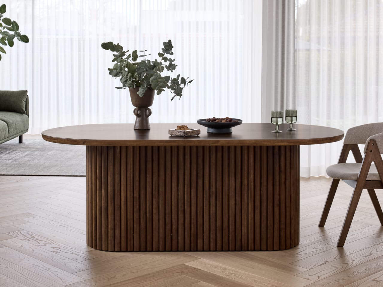 Jasper Oval Dining Table | 6 Seater | Rustic Walnut Hardwood