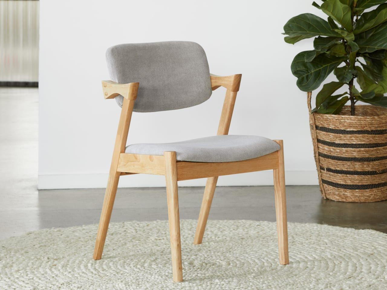 Bella Hardwood Dining Chair | Natural | Grey