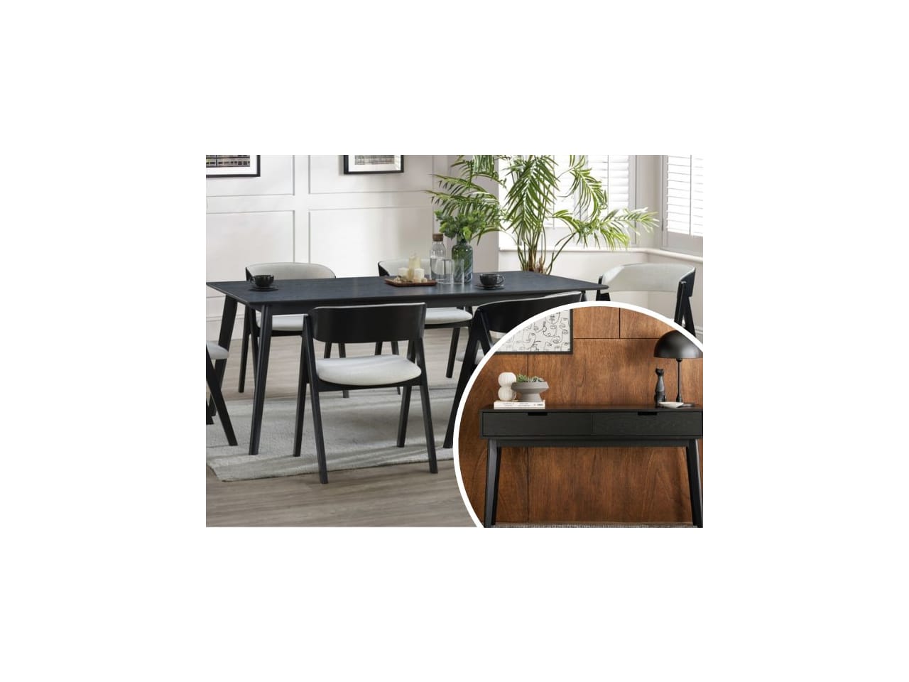 Gaudo 8PCE Dining Room Package | Black | Beige