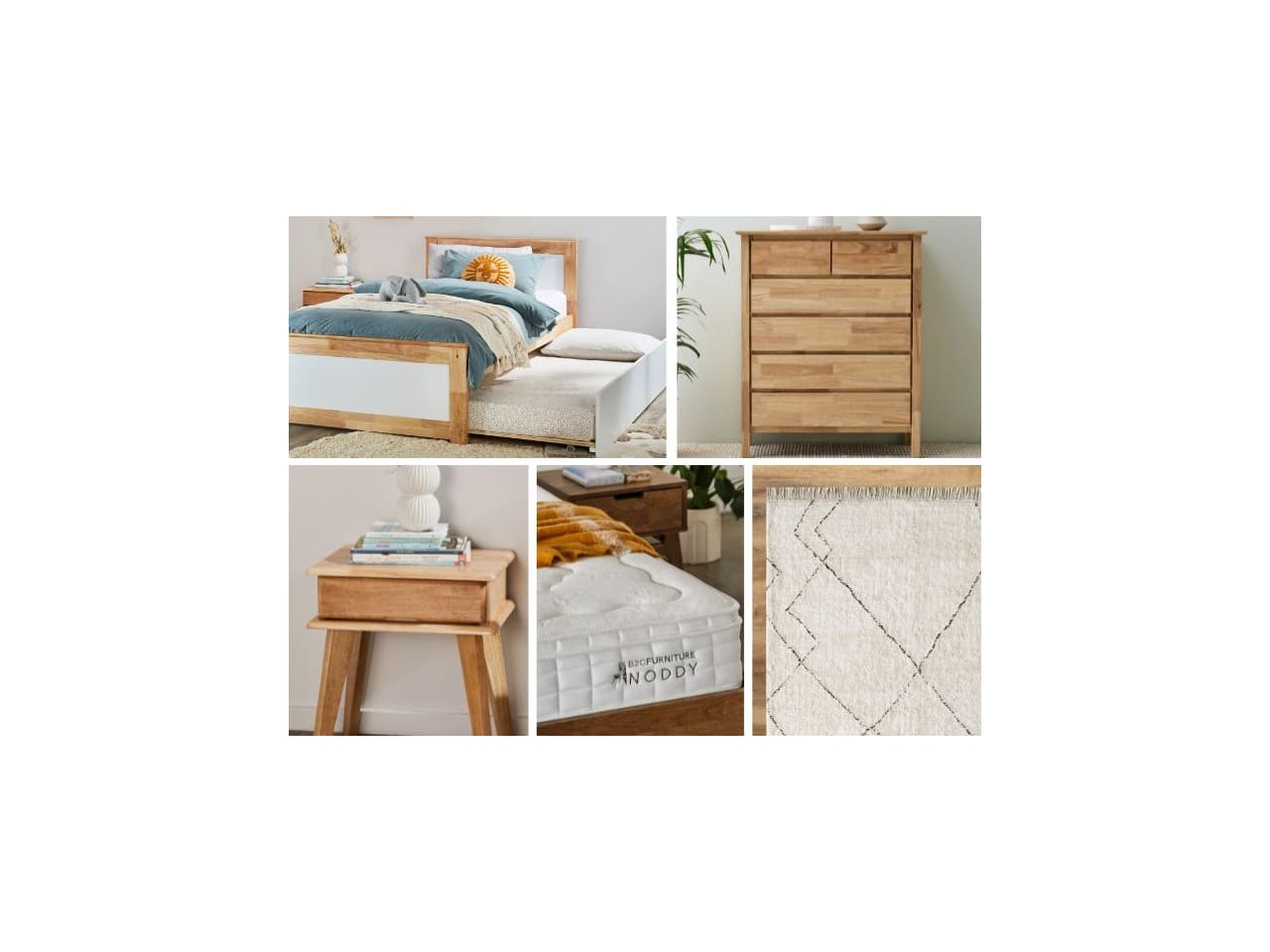 Coco 7PCE Kids Single Bedroom Suite | White & Natural