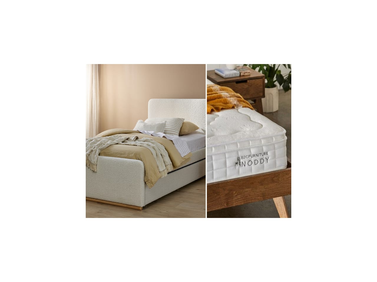 Pelle Kids Single Buddy Bedroom Bundle | Bed + Mattresses with Trundle