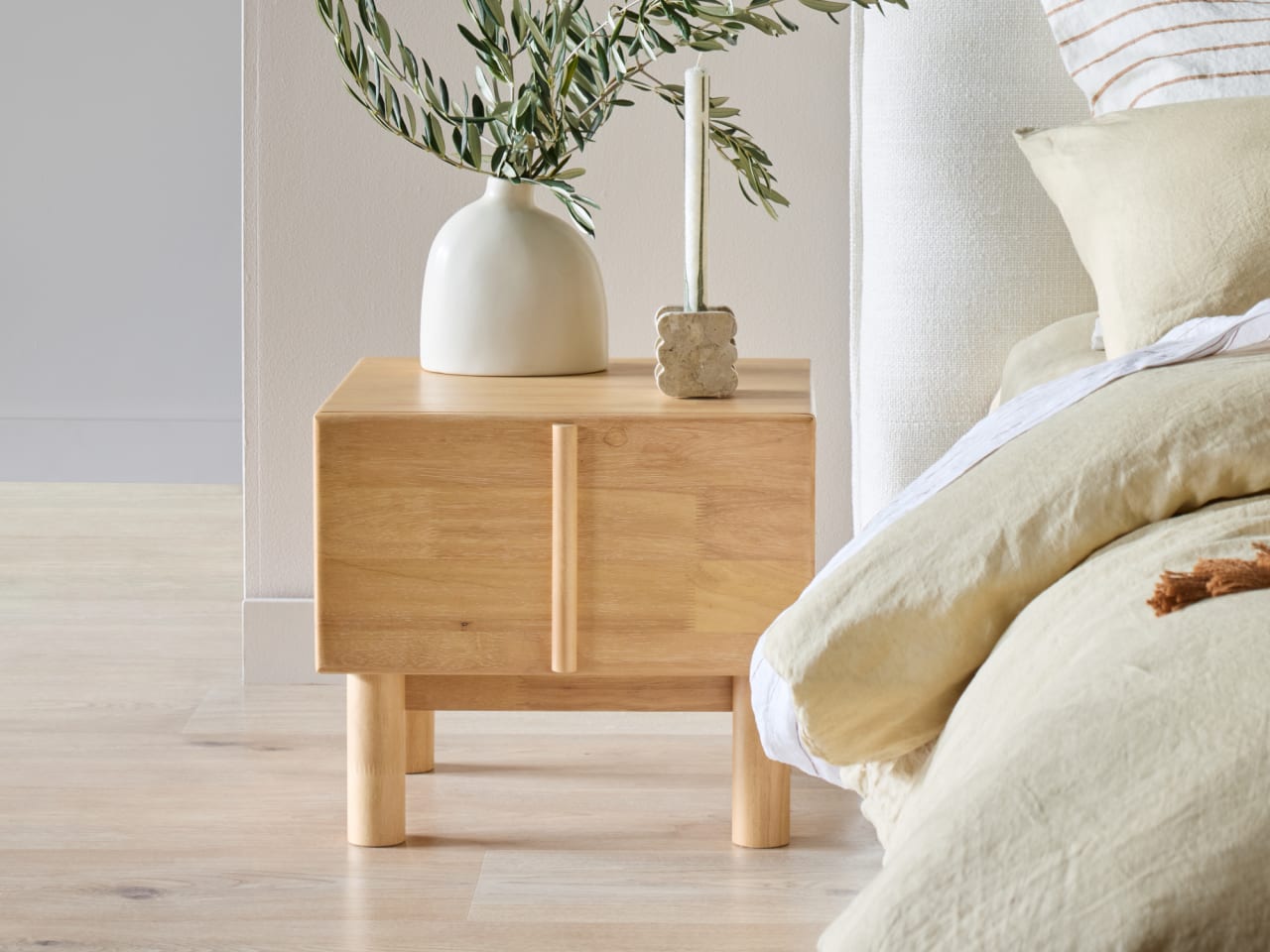 Pelle Side Table 1-Drawer | Natural White Wash