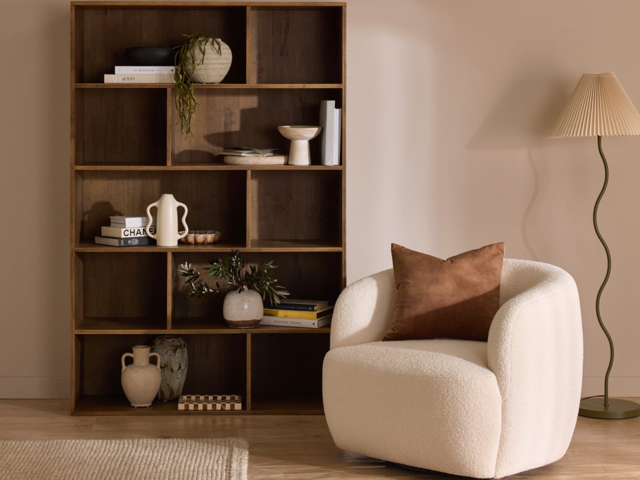 Cosy 2PCE Office Package | White Fabric & Rustic Walnut