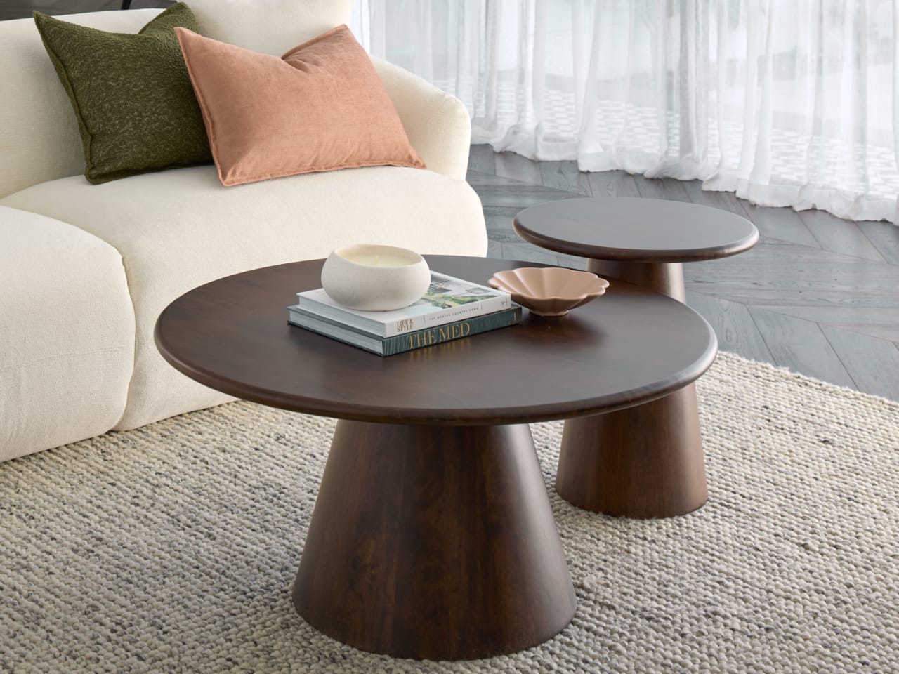 Manor 2PCE Hardwood Round Coffee & Side Table | Arabica Walnut
